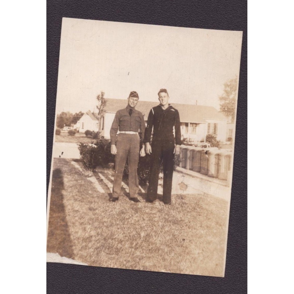 Vintage WWII Era Military Snapshot Navy Sailor Army Soldier Uniform Photo 1940s - Picture 1 of 2